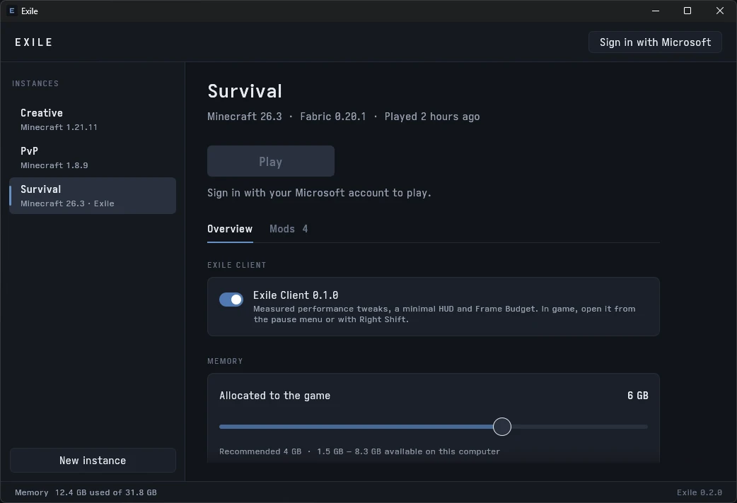 The Exile launcher.